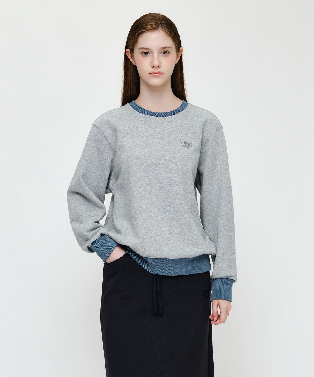 마리떼 프랑소와 저버(MARITHÉ + FRANҪOIS GIRBAUD) SMALL CLASSIC LOGO EMBROIDERY SWEATSHIRT heather gray