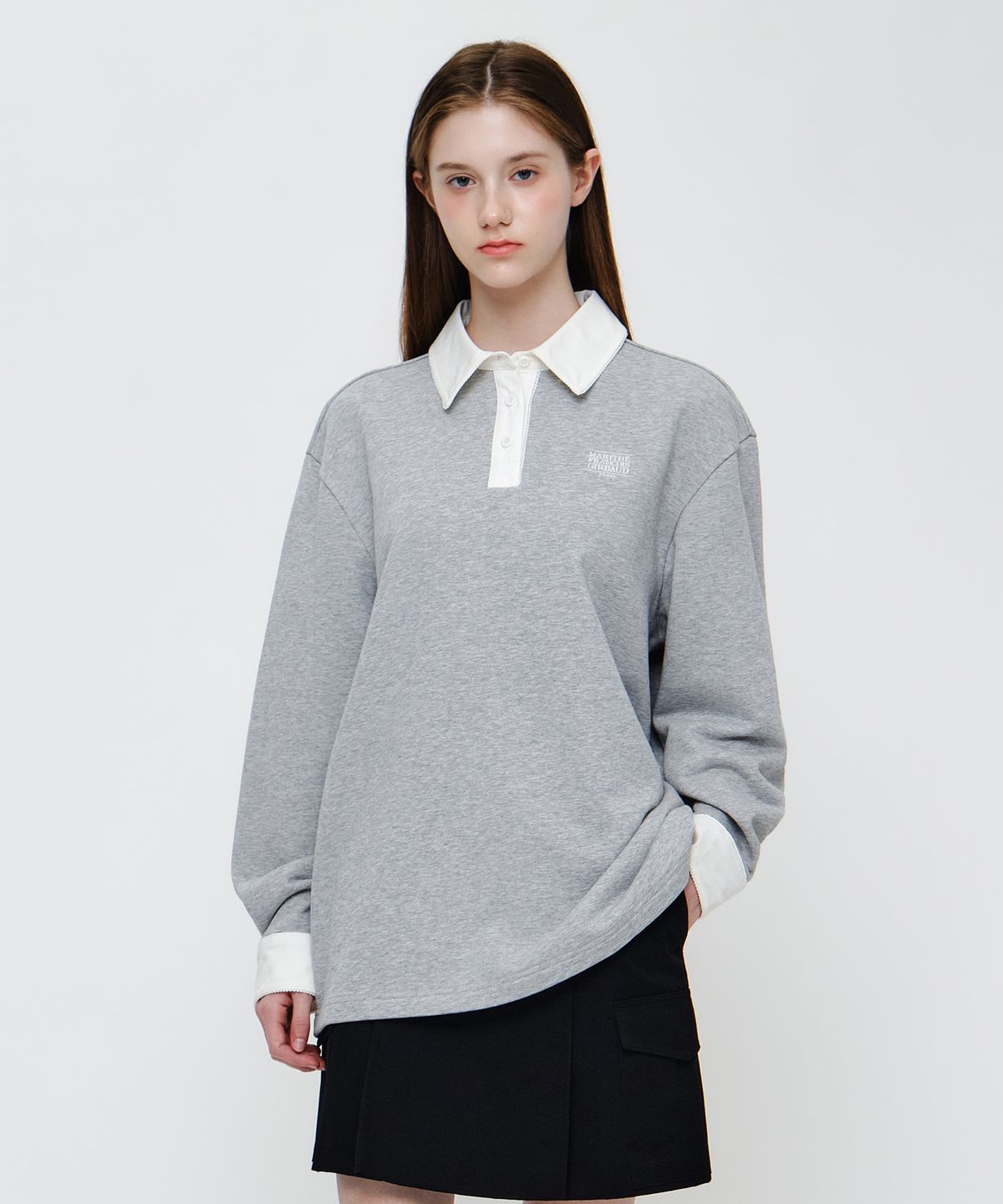 마리떼 프랑소와 저버(MARITHÉ + FRANҪOIS GIRBAUD) W SMALL CLASSIC LOGO LACE COLLAR SWEATSHIRT heather gray