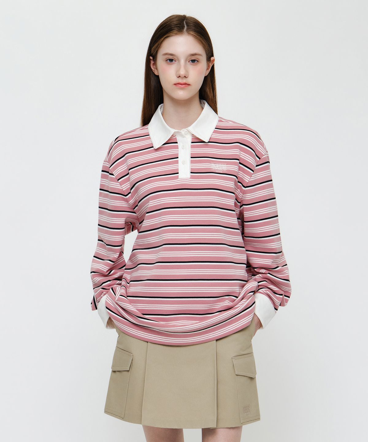 마리떼 프랑소와 저버(MARITHÉ + FRANҪOIS GIRBAUD) W SMALL CLASSIC LOGO LACE COLLAR SWEATSHIRT stripe