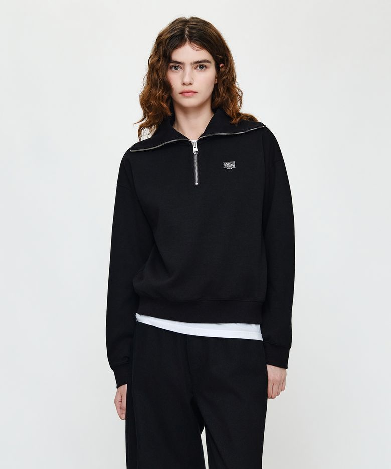 W MICRO CLASSIC LOGO QUARTER ZIPUP SWEATSHIRT black