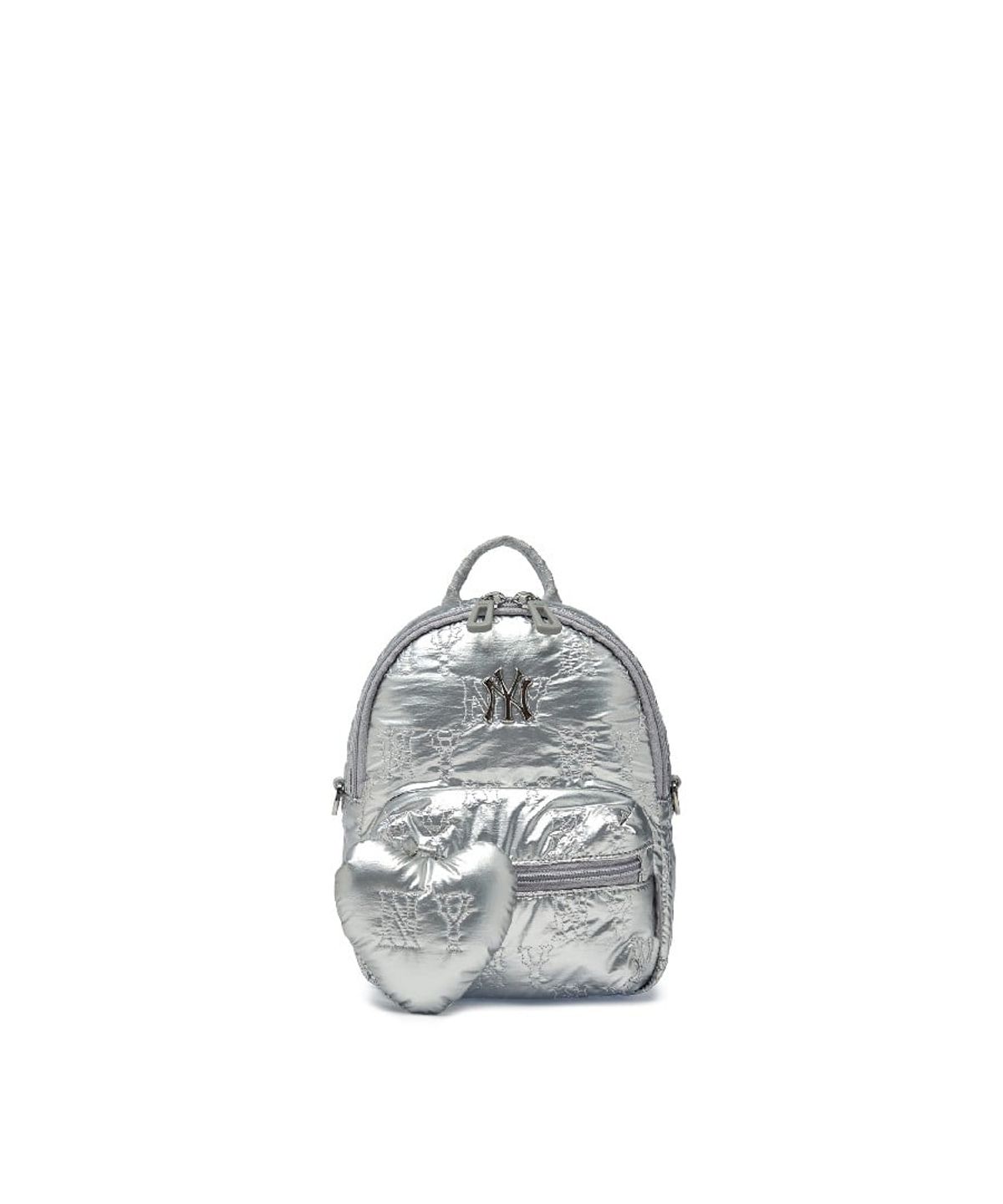 엠엘비 키즈(MLB KIDS) 모노그램 퀼팅 미니 백팩 NY (Silver)