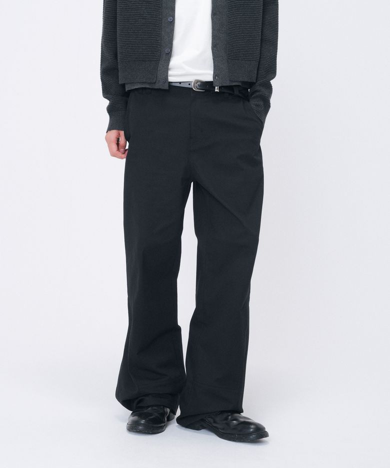 Side pleats multi panel pants BLACK