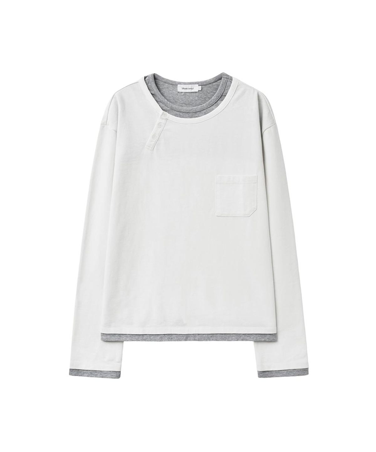 미세키서울 맨(MISEKISEOUL MEN) Layered diagonal henley neck long sleeve IVORY