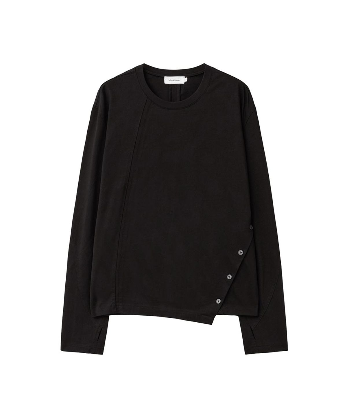 미세키서울 맨(MISEKISEOUL MEN) Asymmetric curved long sleeve BLACK