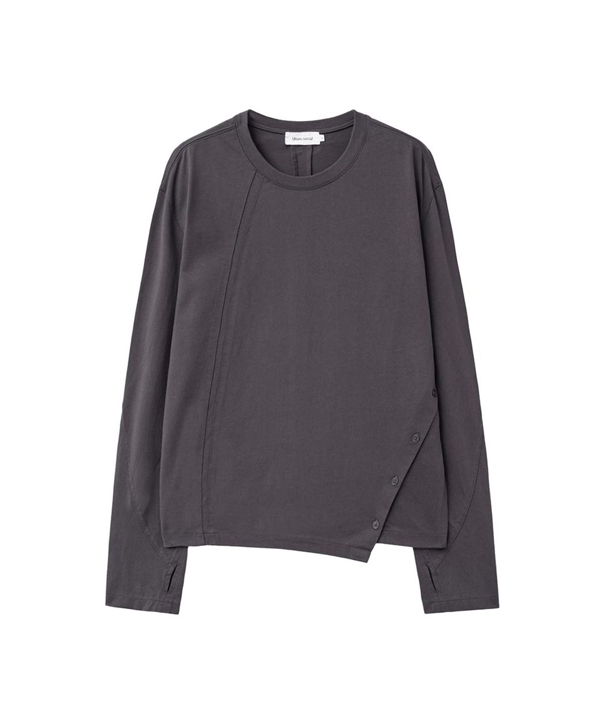 미세키서울 맨(MISEKISEOUL MEN) Asymmetric curved long sleeve CHARCOAL