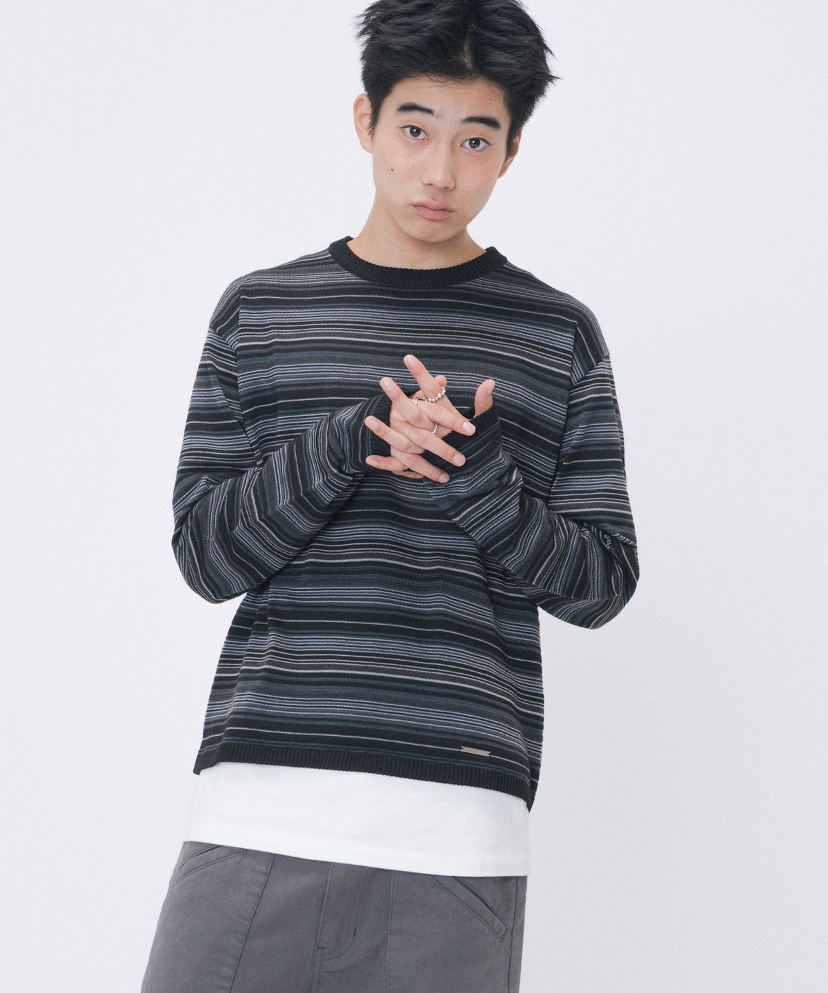 미세키서울 맨(MISEKISEOUL MEN) Multi stripe knit BLACK