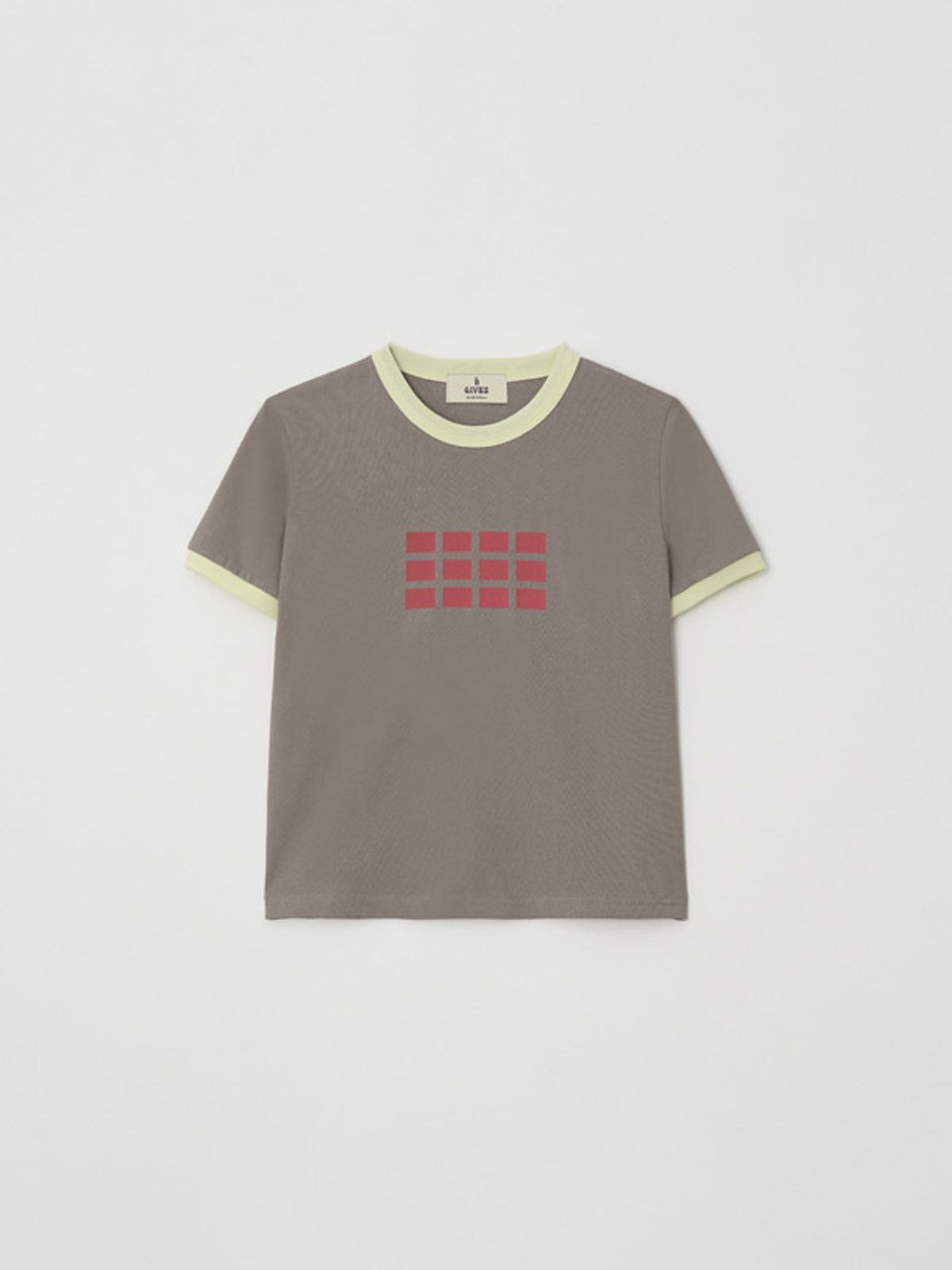 기브즈(GIVEZ) 브릭 링거 반팔 티셔츠_그레이