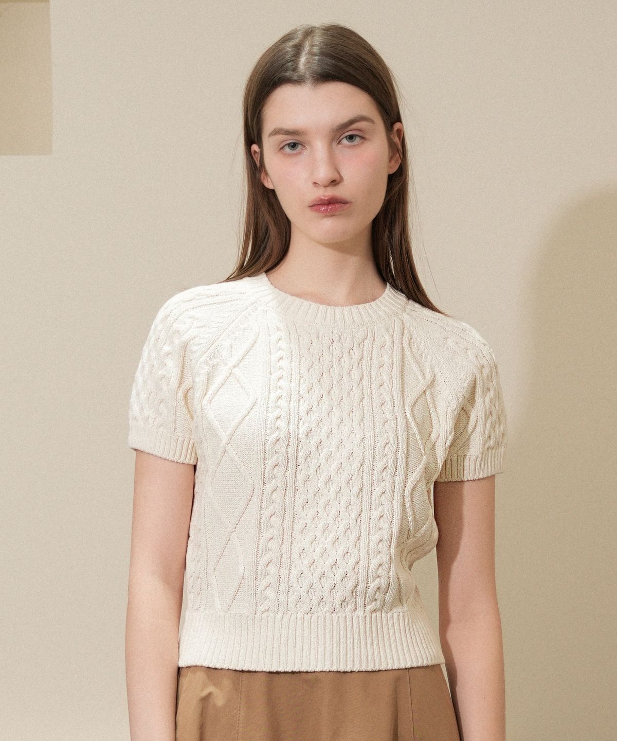 블레티(VLETI) Cable Cotton Round Half Knit (cream)