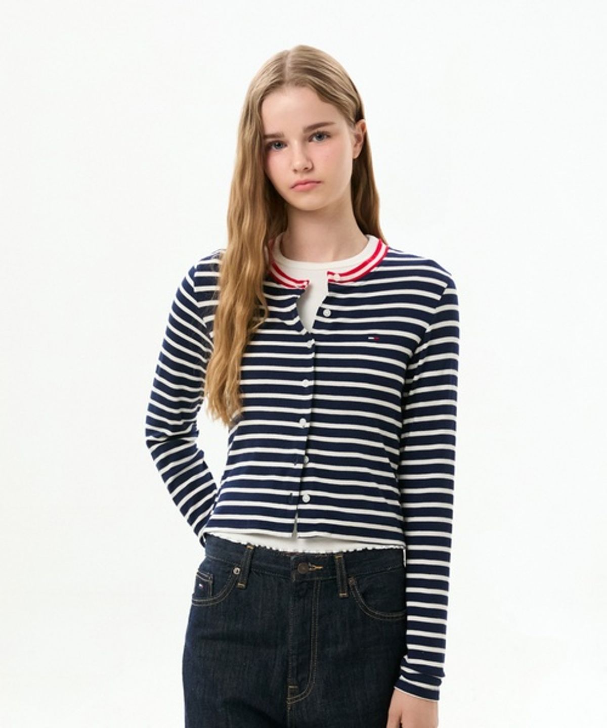 타미진스(TOMMY JEANS) 슬림 저지 롱슬리브 가디건 (T32G6TTO13TWT10A7)