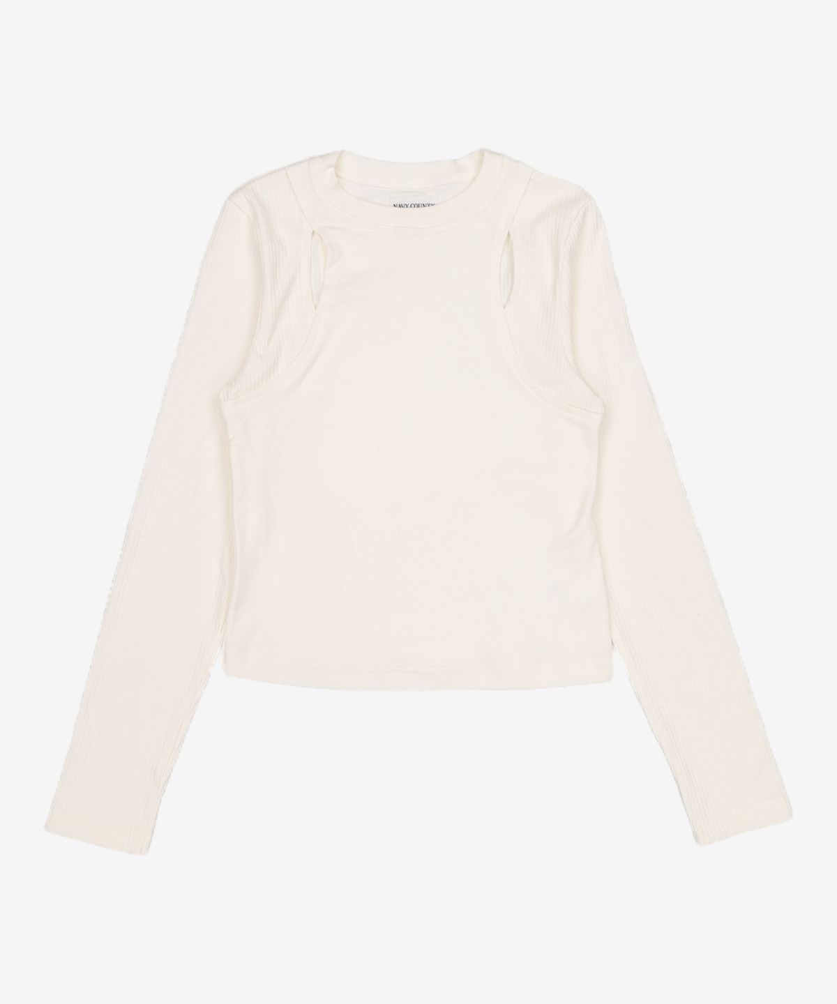 네이비 카운티(NAVY COUNTY) Slim Cut-out Top [Ecru] FREE