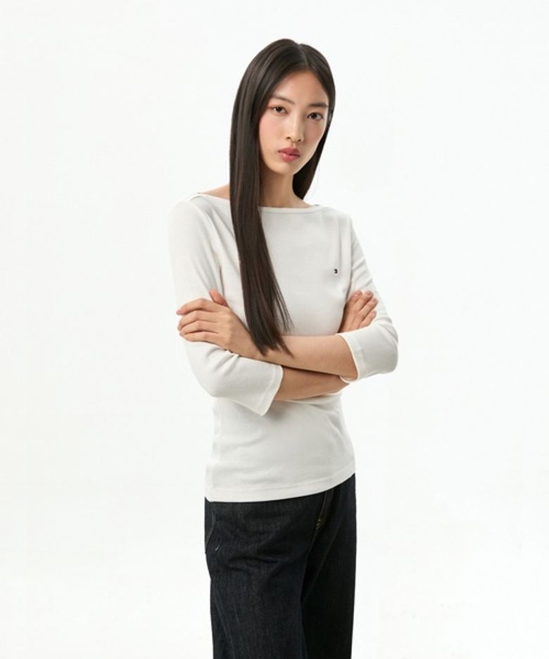 슬림 보트넥 티셔츠