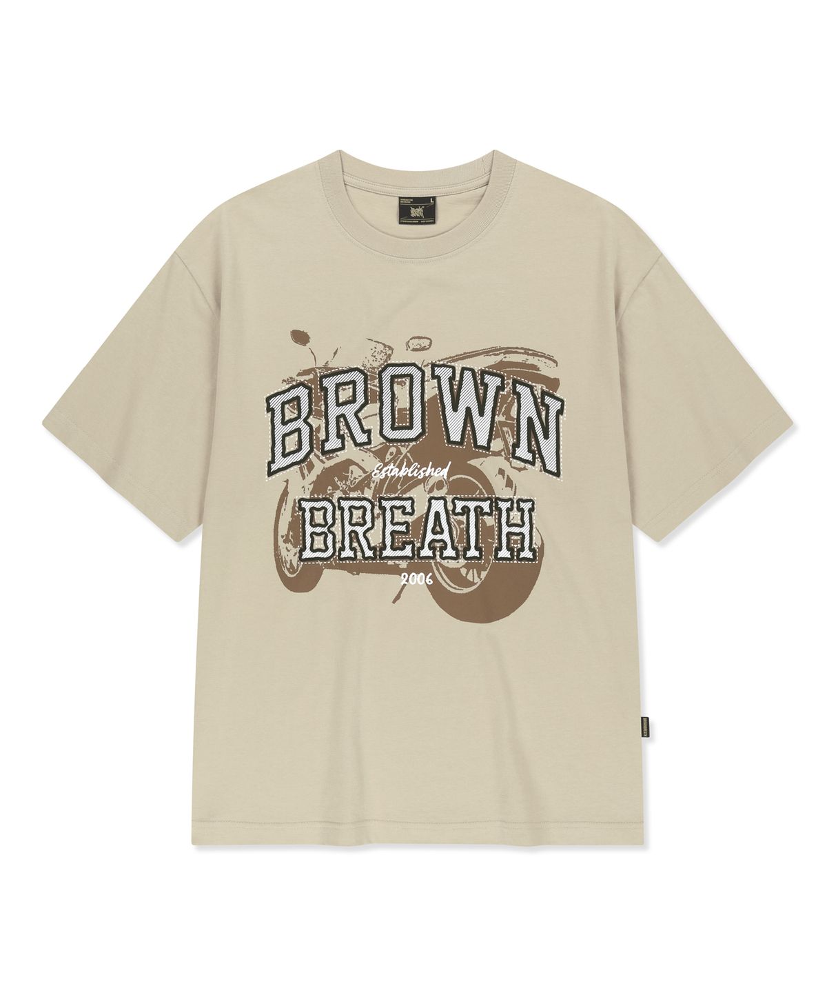 브라운브레스(BROWNBREATH) MOTO ARCH TEE - BEIGE