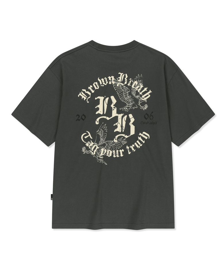 CIRCLE EAGLE TEE - CHARCOAL