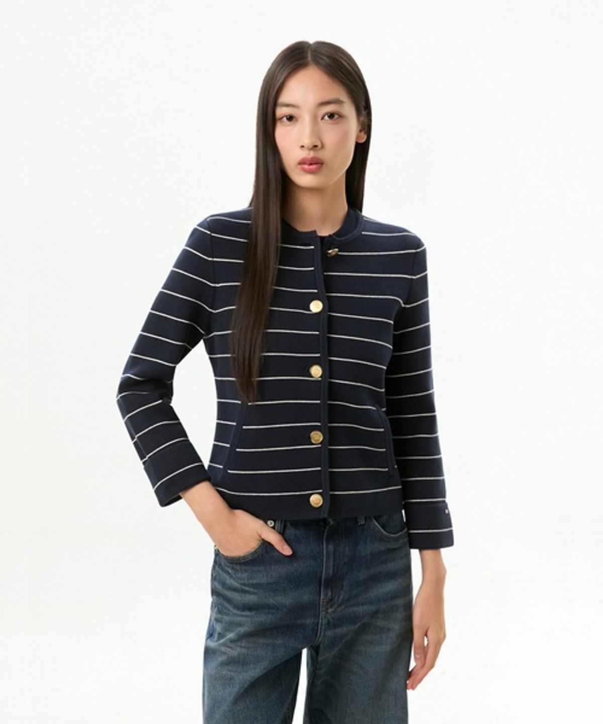 타미힐피거(TOMMY HILFIGER) 골드 버튼 가디건
