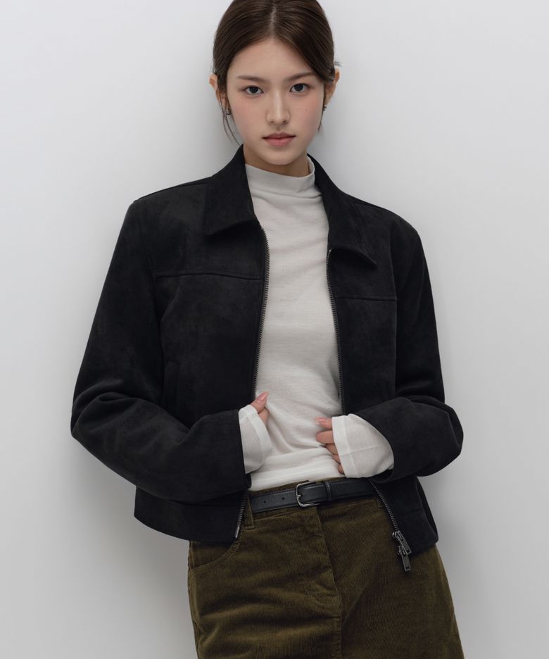 우먼즈 신세틱 스웨이드 싱글 재킷 [블랙]