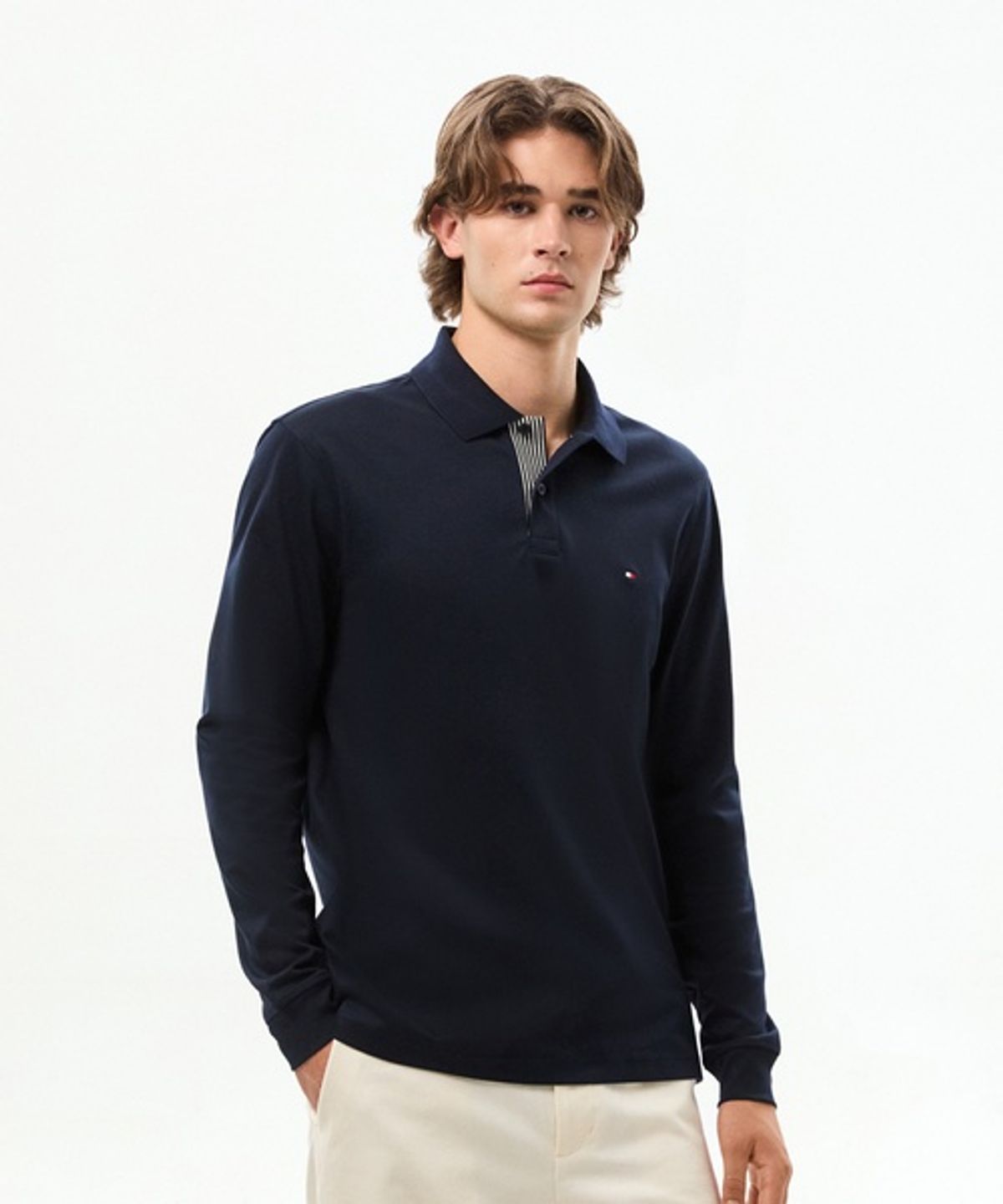 타미힐피거(TOMMY HILFIGER) 머서라이즈드 자카드 레귤러 핏 폴로 셔츠