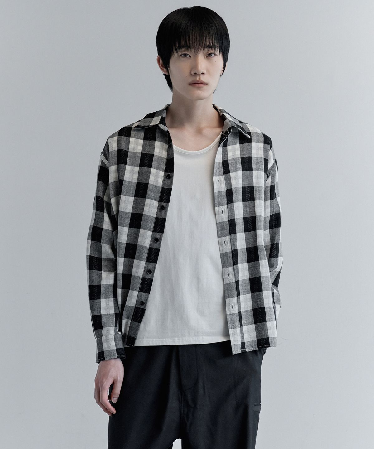 키류(KIRYU) BUFFALO BIG CHECK SHIRT_WHITE