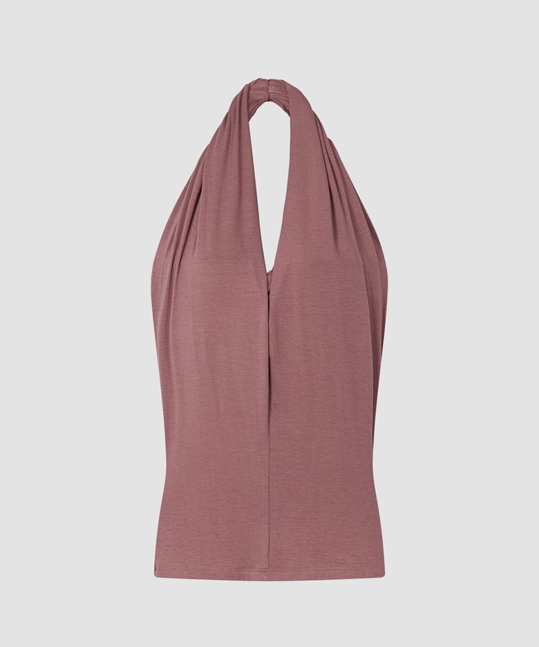 DRAPED HALTER TOP_PINK