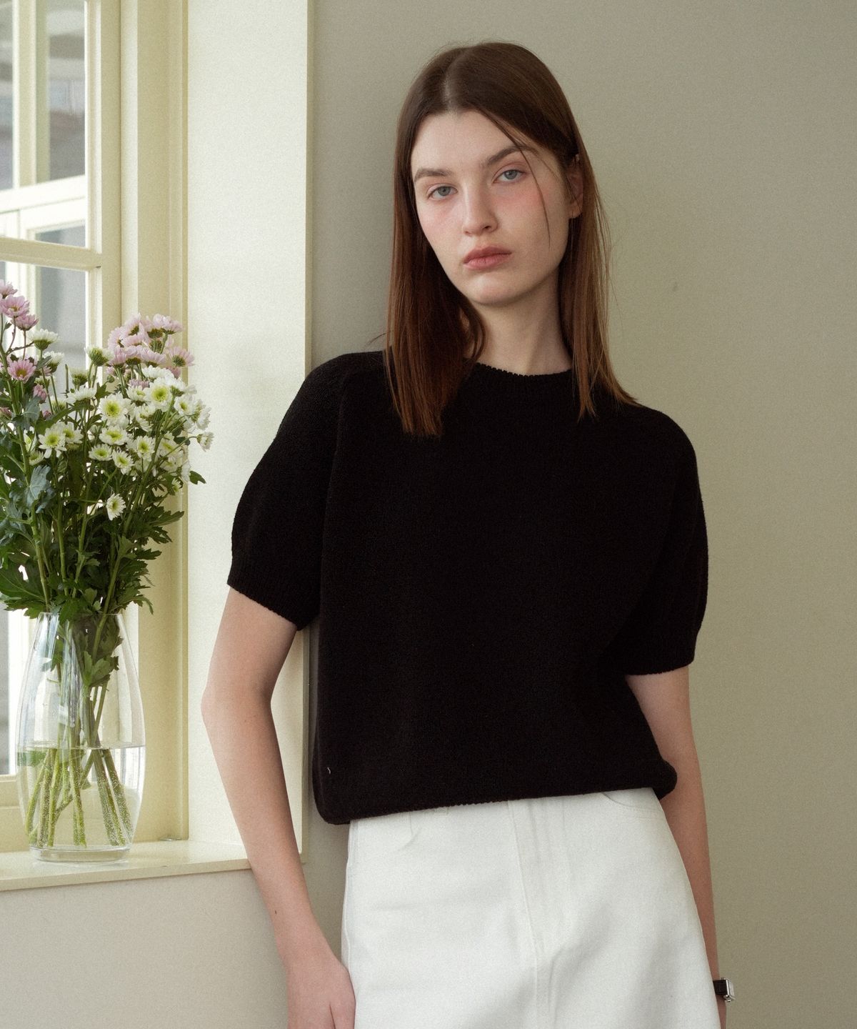 블레티(VLETI) Cotton Round Half Knit (black)