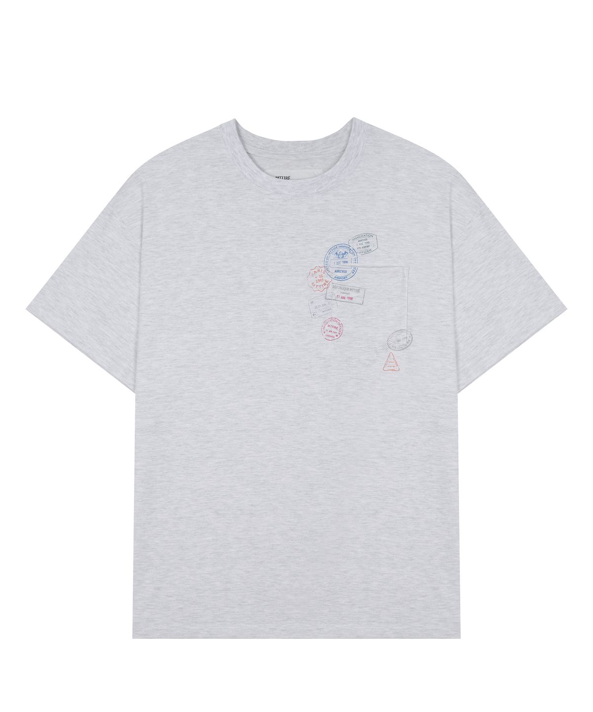마티레(MTTIRÉ) PASSPORT STAMP T-SHIRT / LIGHT MELANGE