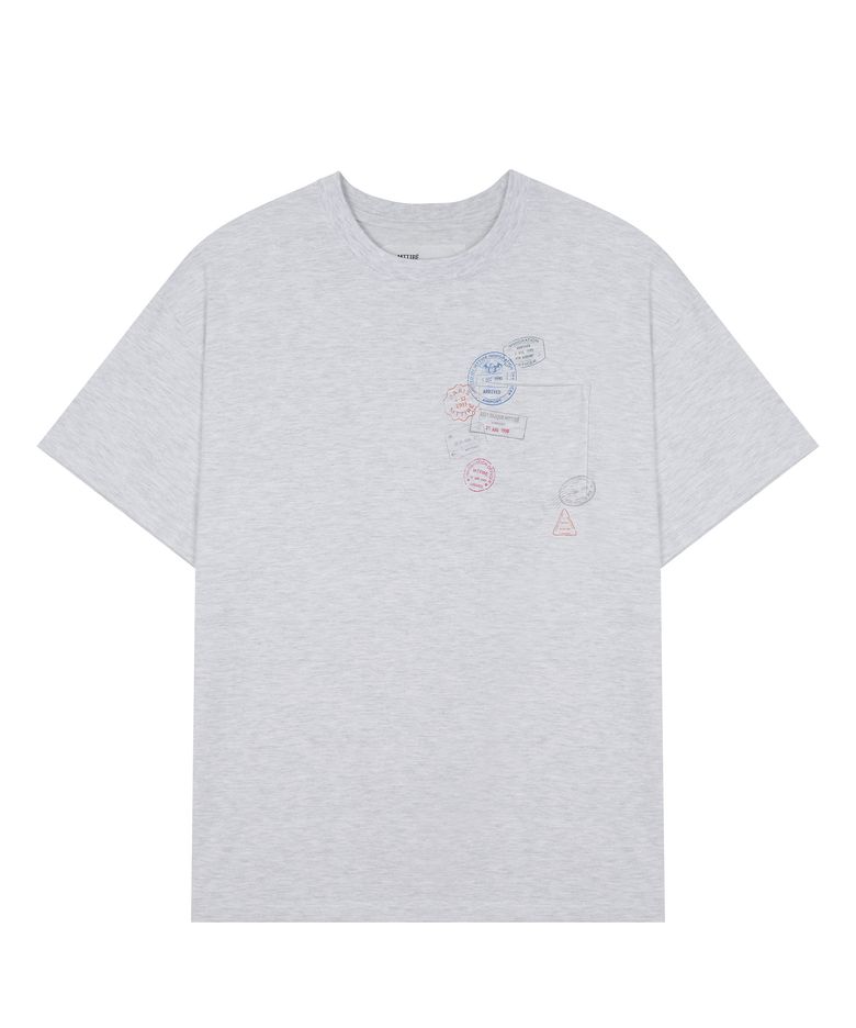 PASSPORT STAMP T-SHIRT / LIGHT MELANGE