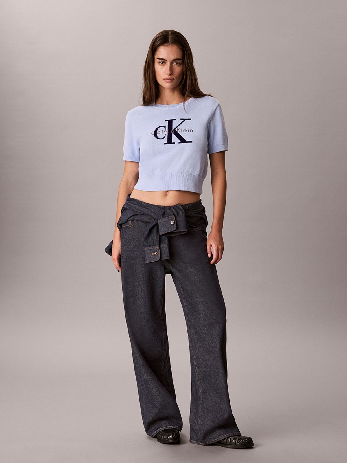 캘빈클라인 진(CALVIN KLEIN JEANS) 여성 로고 반팔 스웨터 47H300G C3Q