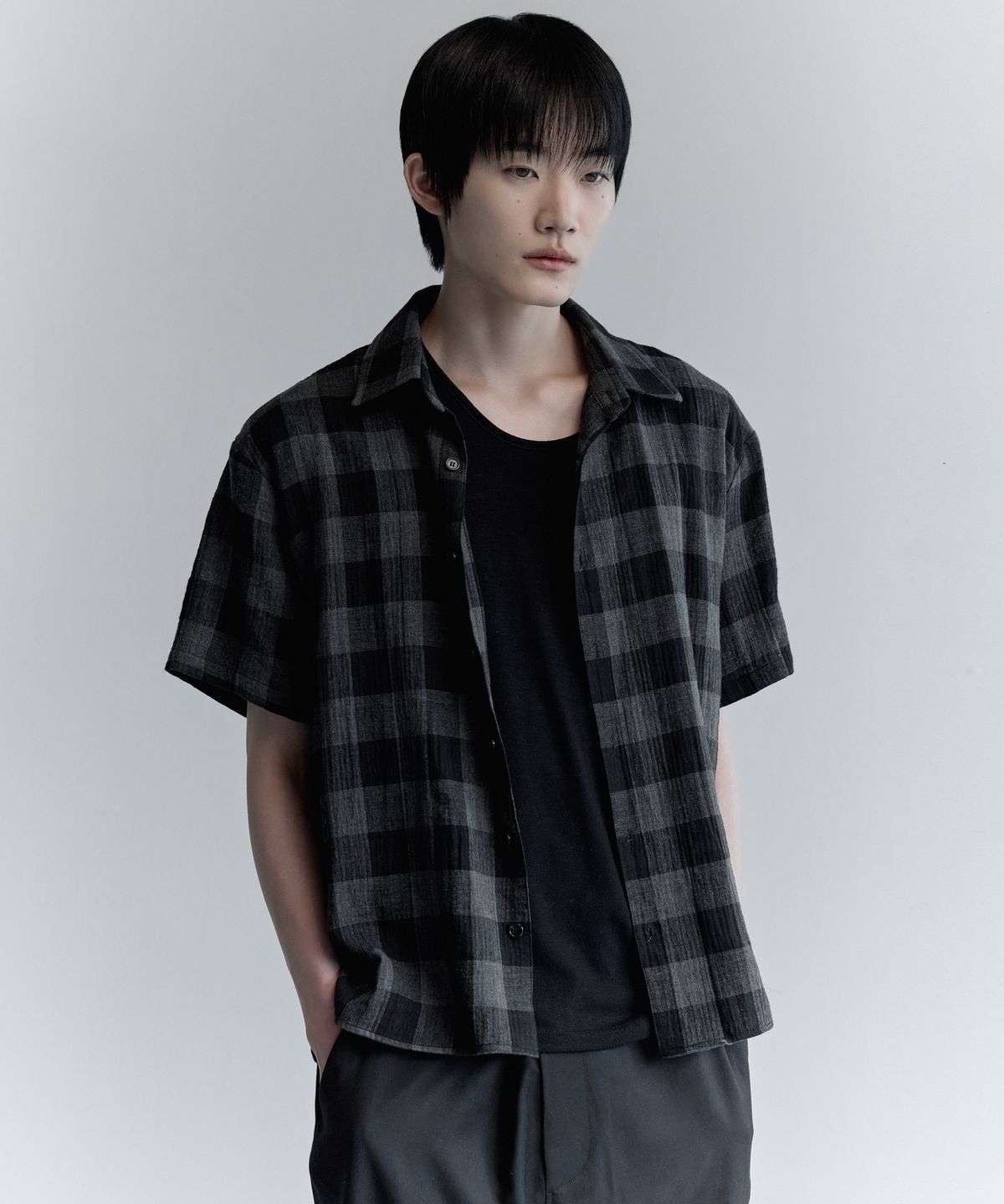 키류(KIRYU) BUFFALO BIG CHECK HALF SHIRT_BLACK