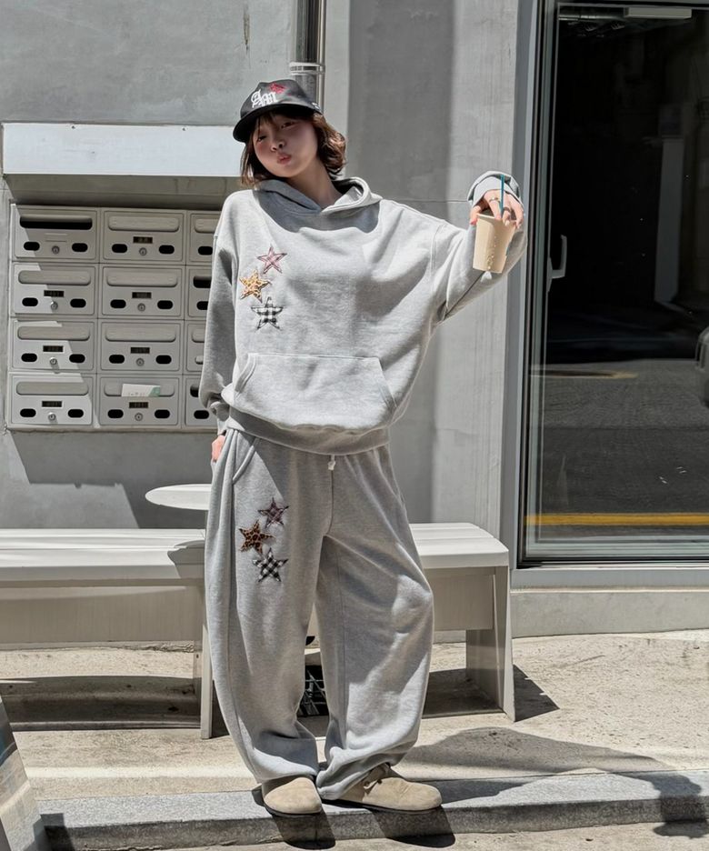 Mix Star Applique Sweat pants GRAY