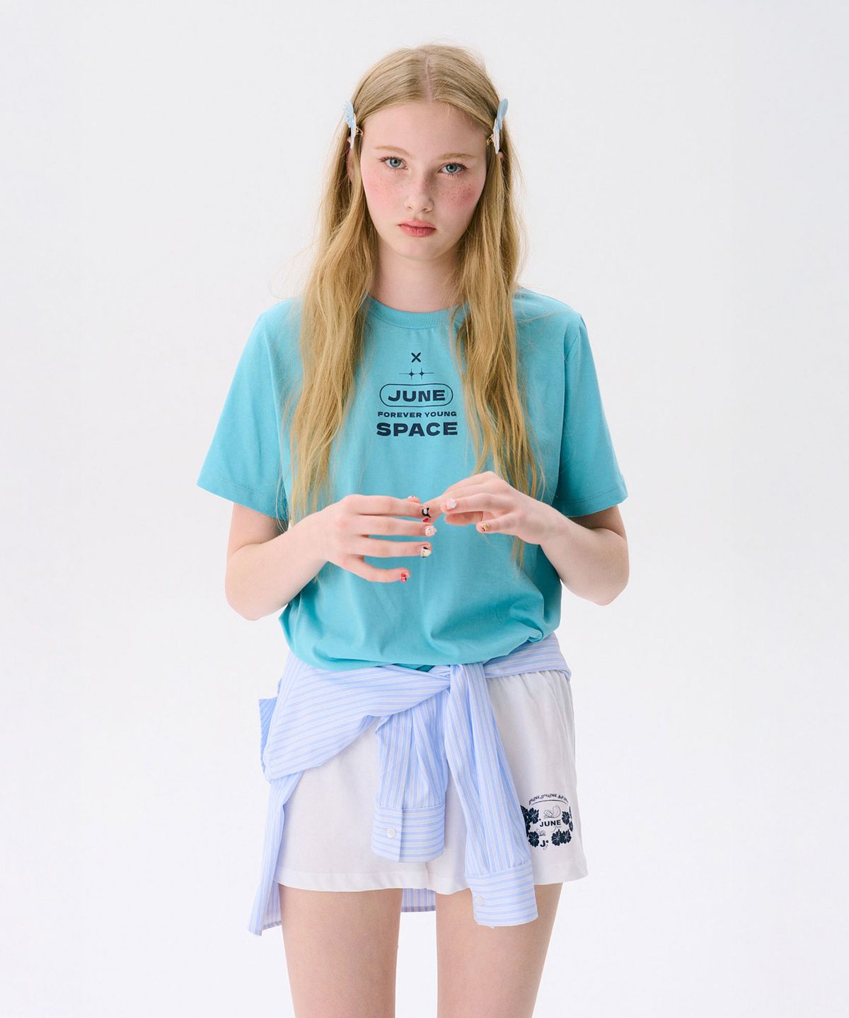 준준스페이스(JUNEJUNE SPACE) Colorful Basic T-shirts_Blue(다채로운 기본 티셔츠_블루)