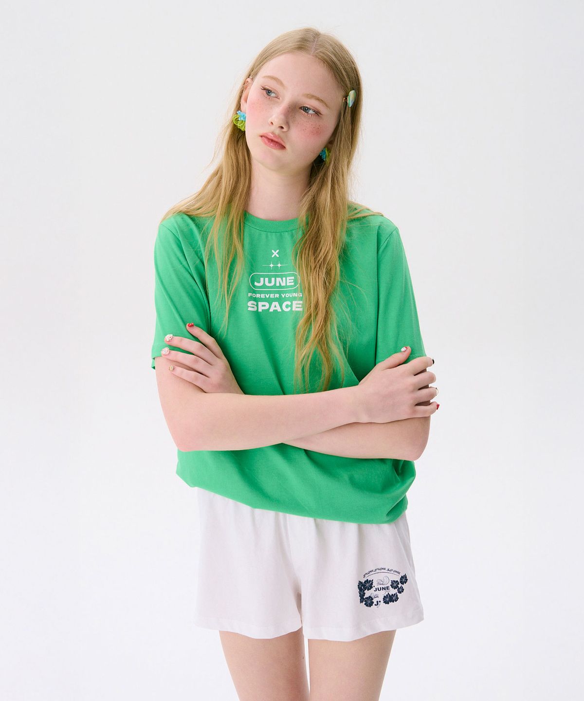 준준스페이스(JUNEJUNE SPACE) Colorful Basic T-shirts_Green(다채로운 기본 티셔츠_그린)