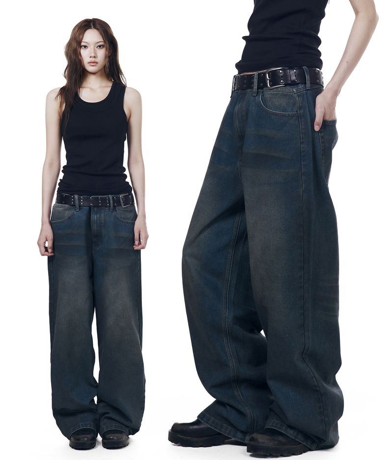 Dirty Waxed Denim Pants (Blue)