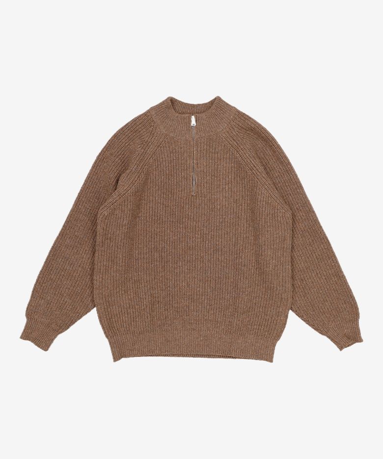 HALF ZIP MOCK NECK KNIT _ COCOA M