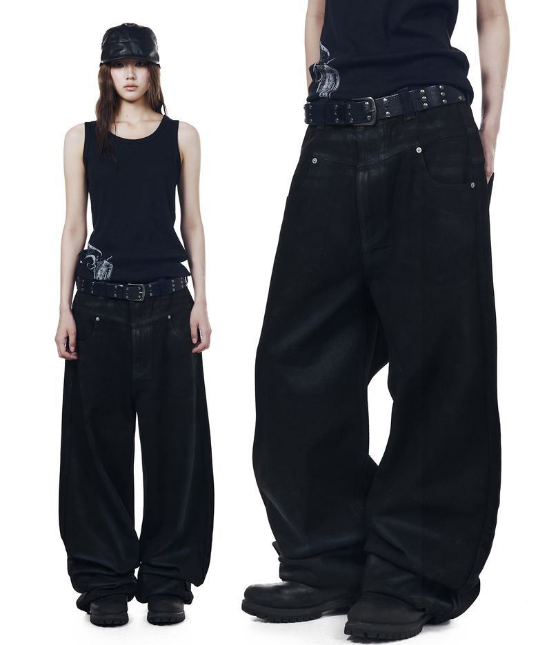 Glazed Wax Denim Pants (Black)