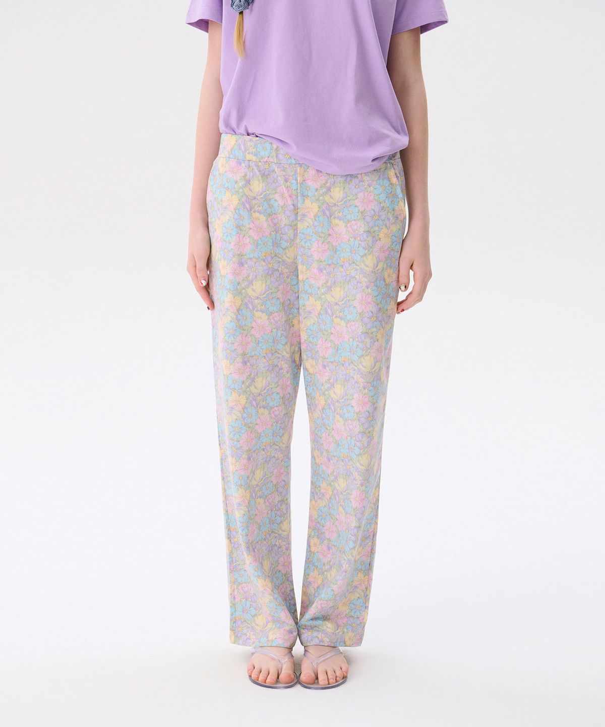 준준스페이스(JUNEJUNE SPACE) 26 Flower Banding Pants_Purple(26 플라워 밴딩 팬츠_퍼플)