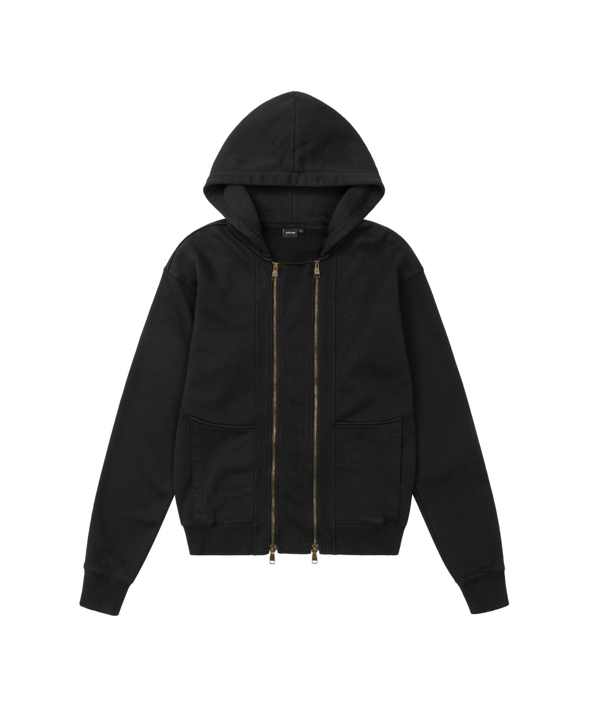 아캄(AAKAM) Double Zippered Zip-Up Hoodie (Black)