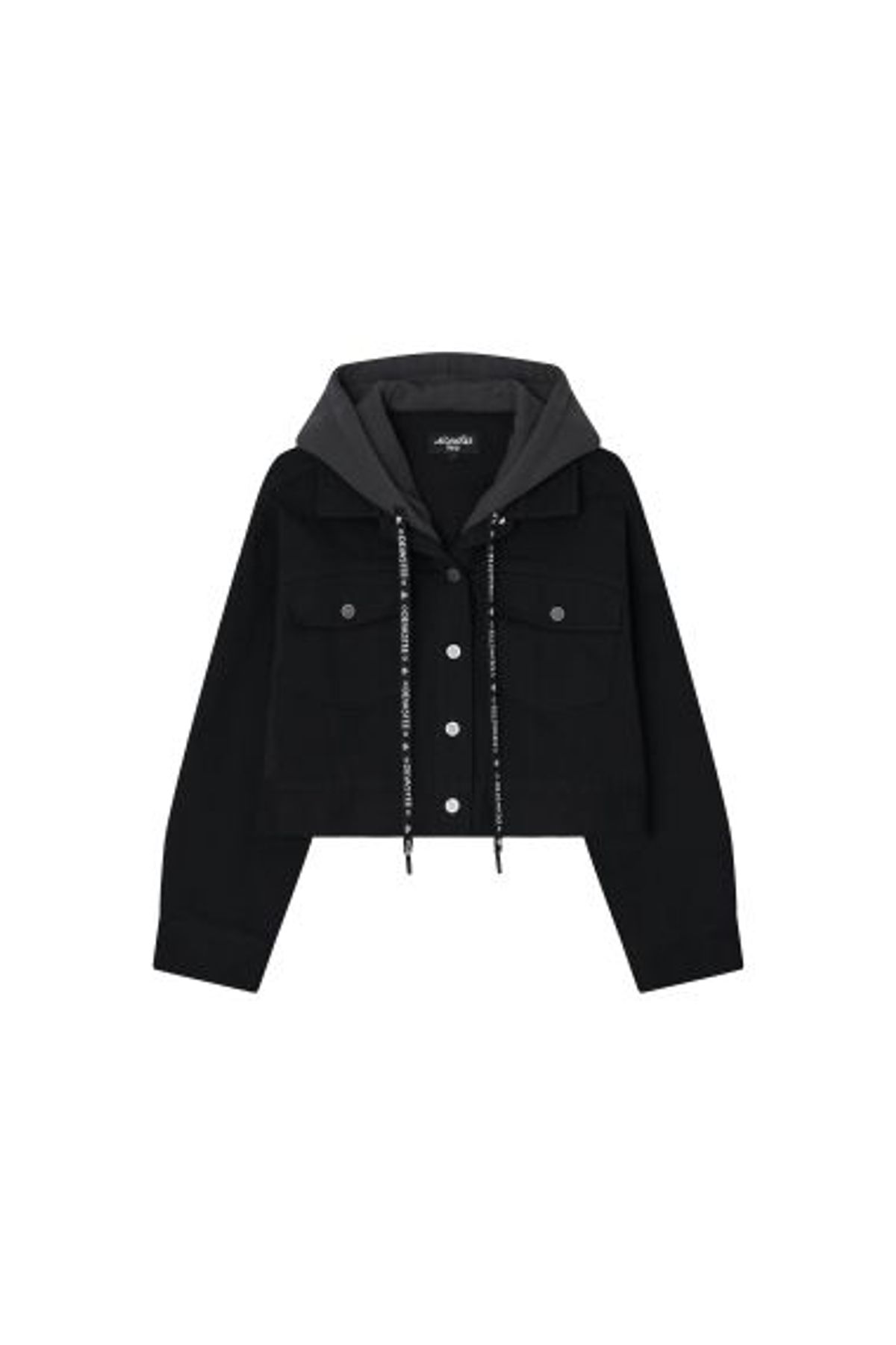 데바스테(DEVASTEE) 크롭 후드 데님 자켓 (EFFDVJK01BLK)