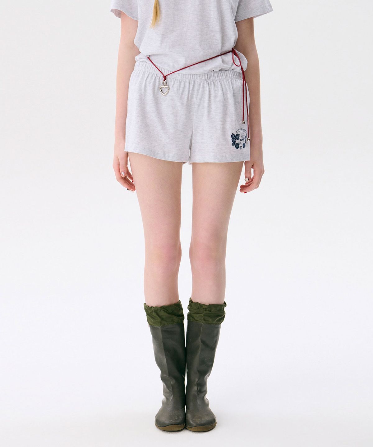 준준스페이스(JUNEJUNE SPACE) Hawaiian Print Shorts_Light Gray(하와이안 프린트 반바지_라이트그레이)