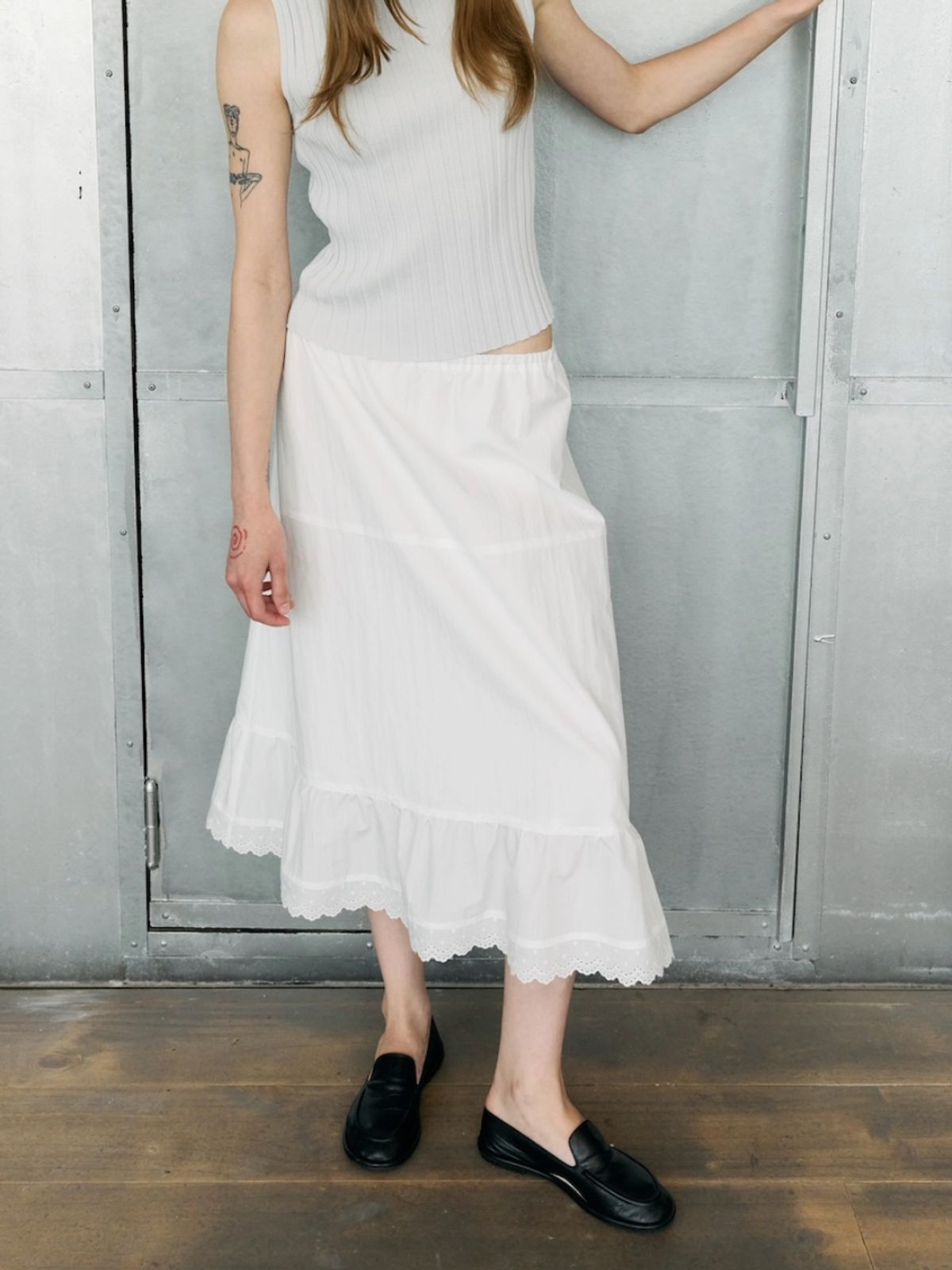 오프니스(OPENESS) White Lace Long Skirt