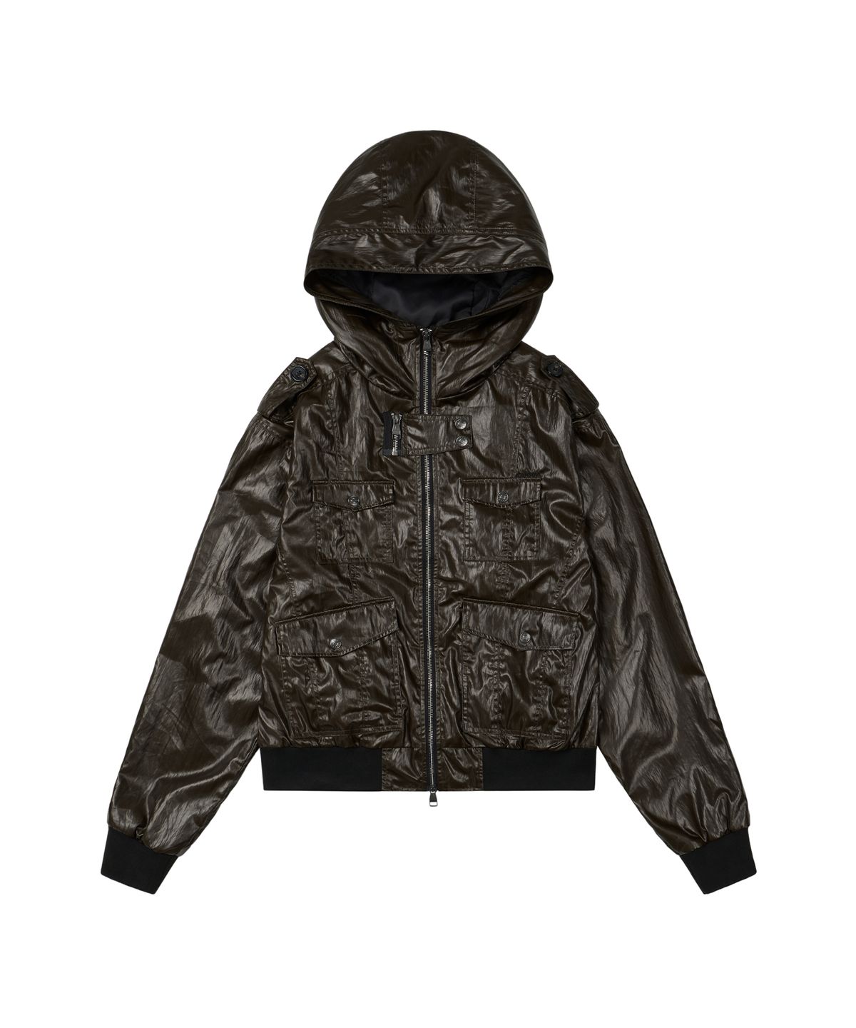 아캄(AAKAM) Coated Pocket Hooded Jacket (Olive)