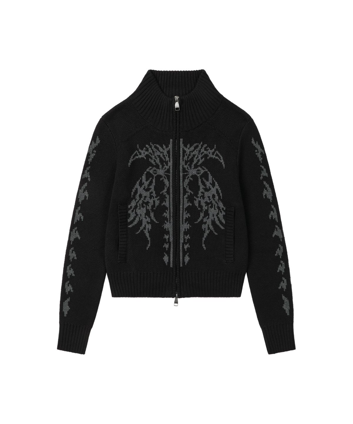 아캄(AAKAM) Gothic Jacquard Knit Zip-Up (Black)
