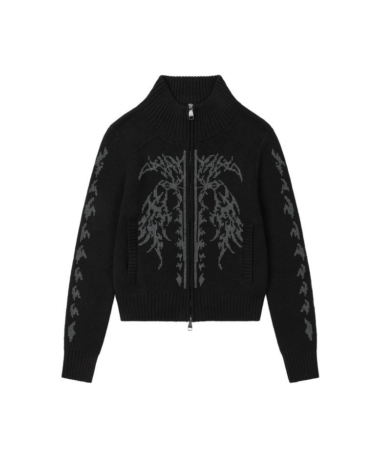 Gothic Jacquard Knit Zip-Up (Black)