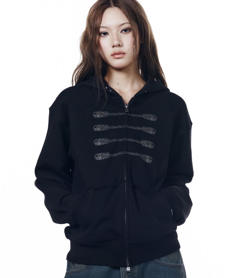 Napoleon Printed Zip-Up Hoodie (Black)