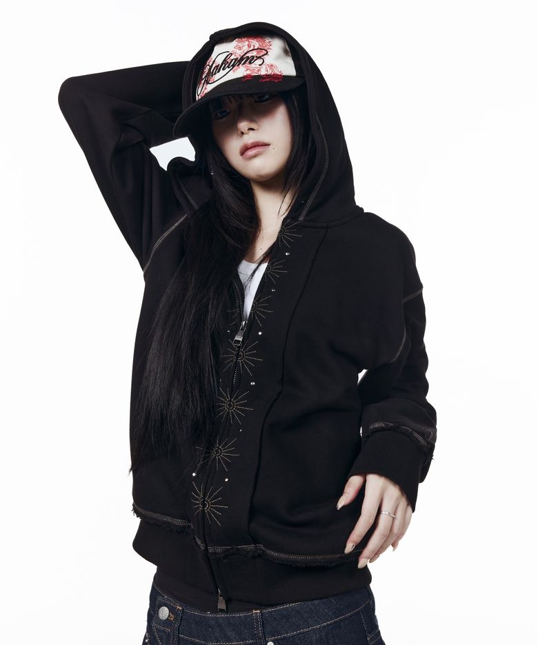 Starburst Zip-Up Hoodie (Black)
