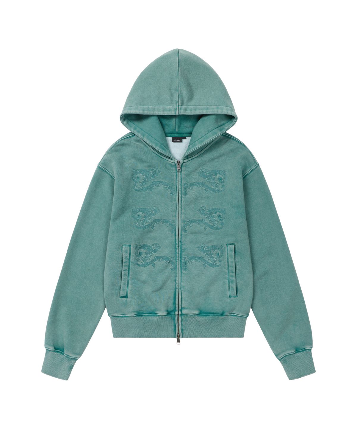 아캄(AAKAM) Napoleon Corded Zip-Up Hoodie (Teal)
