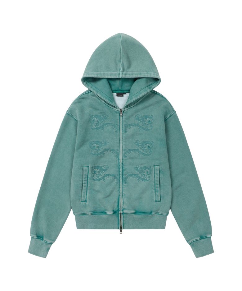 Napoleon Corded Zip-Up Hoodie (Teal)