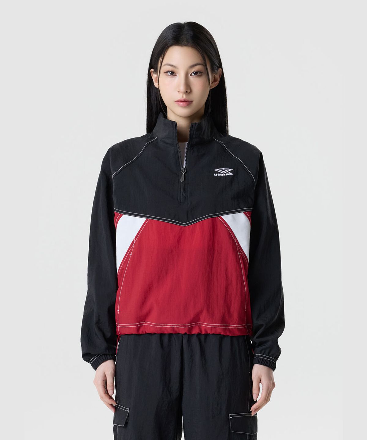 엄브로(UMBRO) 크리스피 타슬란 긴팔 스탠넥 아노락 레드 UR324CWT91