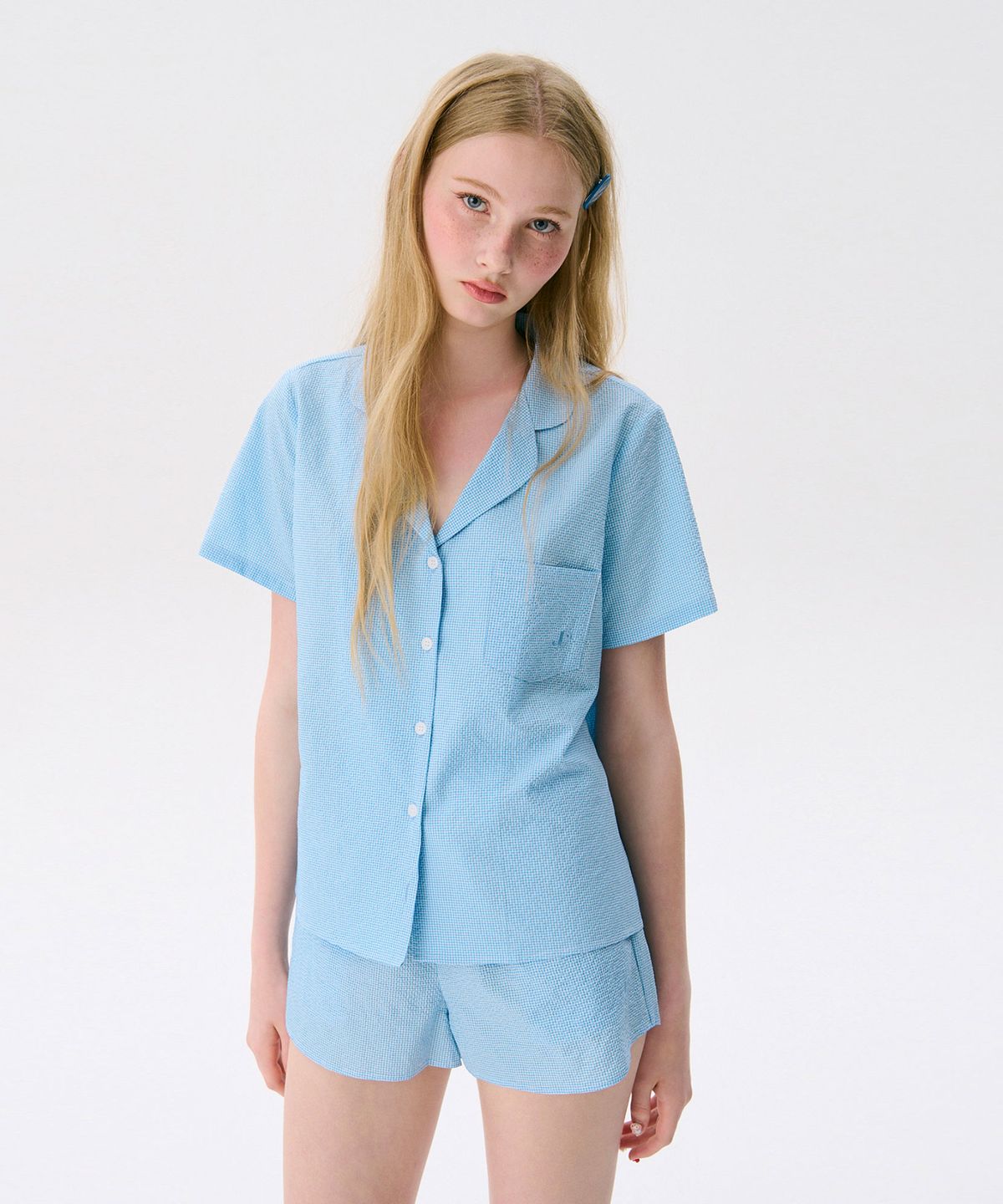 준준스페이스(JUNEJUNE SPACE) Pajama Shirt_Blue(파자마 셔츠_파란색)