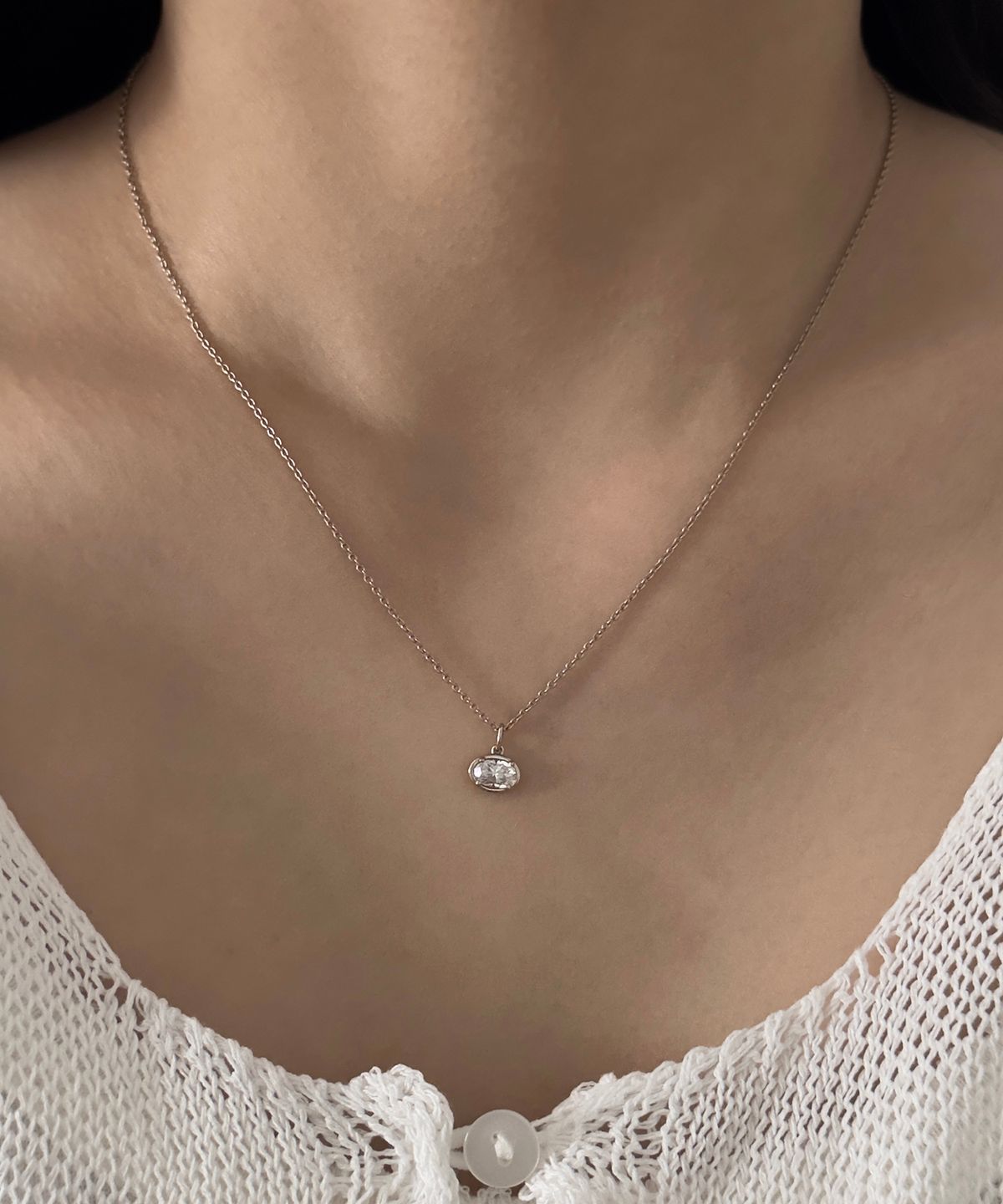 파예(FAYE) 14k Bare oval necklace