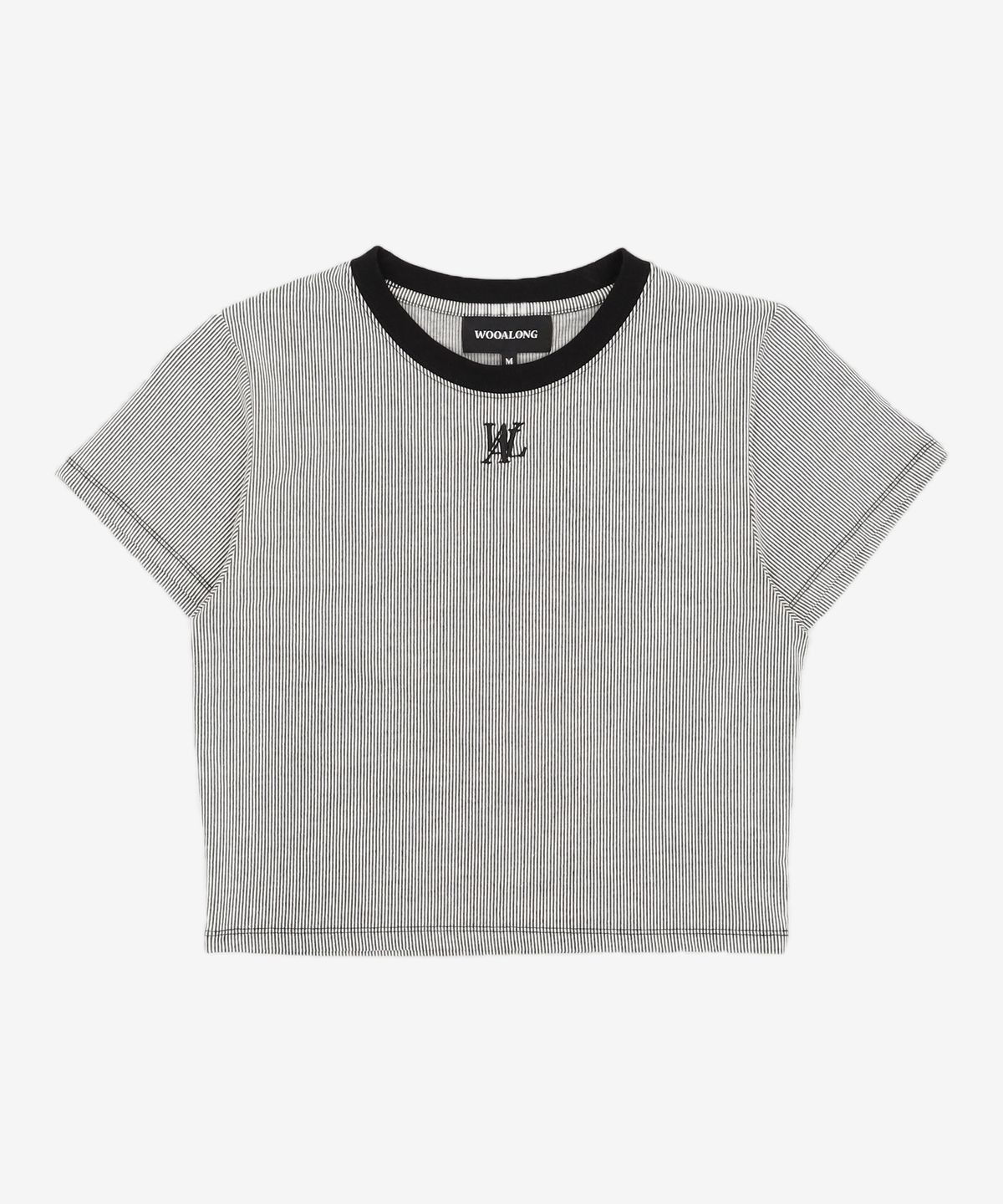 우알롱(WOOALONG) Stripe slim T-shirts - BLACK M