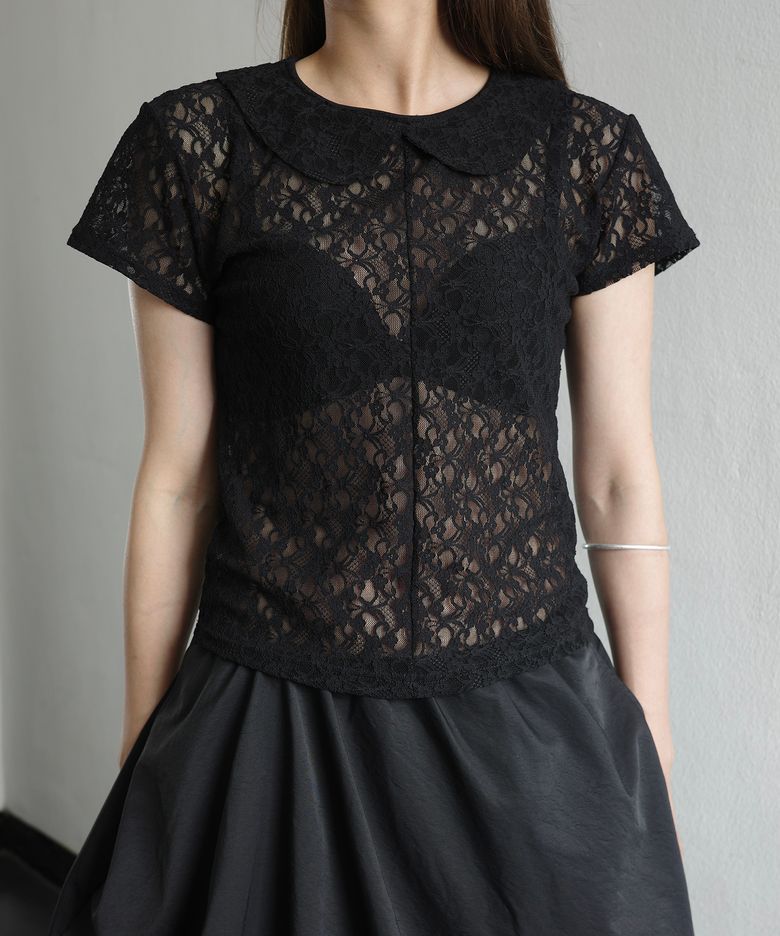 garden-lace collar t-shirt